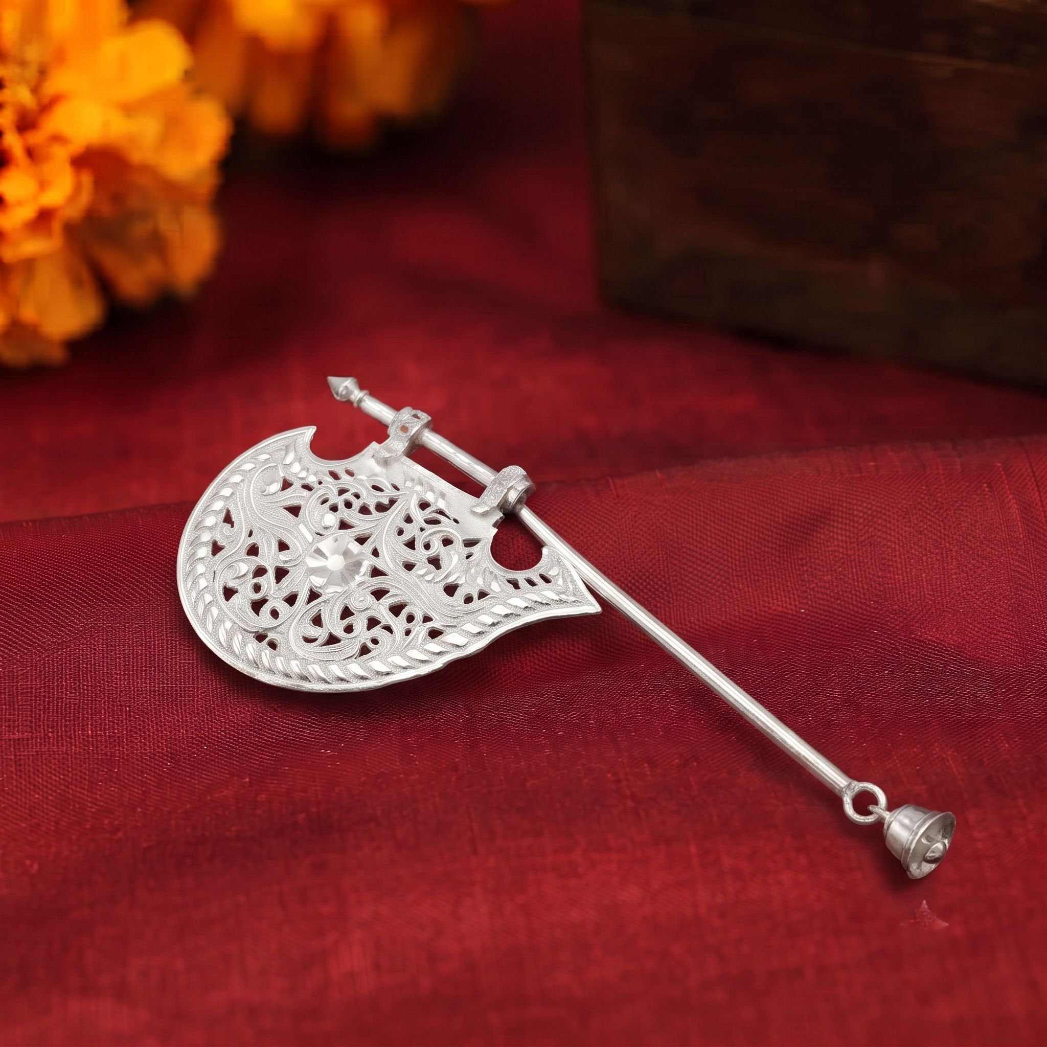 astro-d pankhi Silver , Small Fan or pankhi for god puja laddu gopala Krishna 65 GRAM Decorative Showpiece - 2 cm-picture-3
