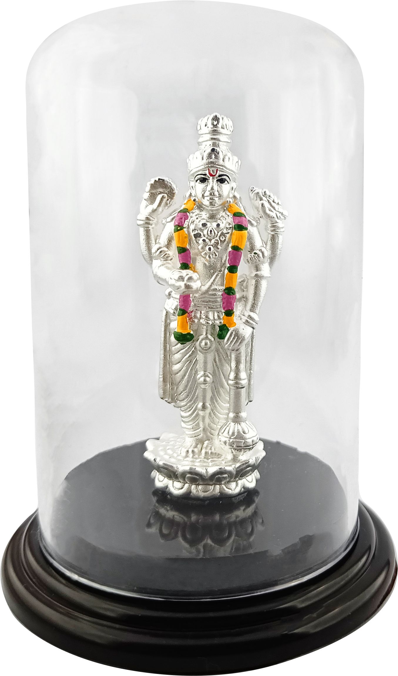 999 Pure Silver Beautiful Colorful Vishnu with Acrylic Base Idol Decorative Showpiece-2.5 cm-image-26