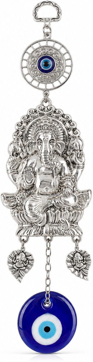 Aura & Hues Ganesha Evil Eye Wall Hanging |Lord Ganesha Nazar Protection Hanging Decorative Showpiece - 24 cm-image-30