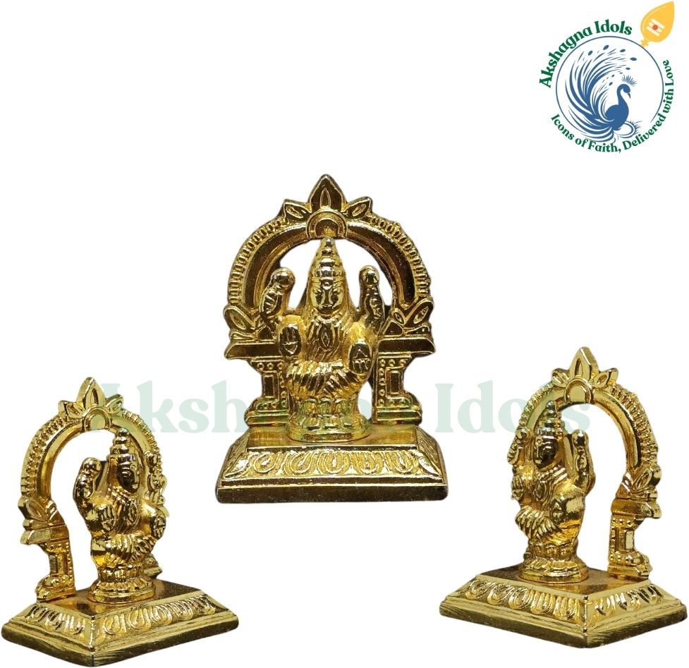 German Silver Goddess Mahalakshmi Golden Idol – 6 cm x 6 cm Decorative Showpiece-10 cm-image-41