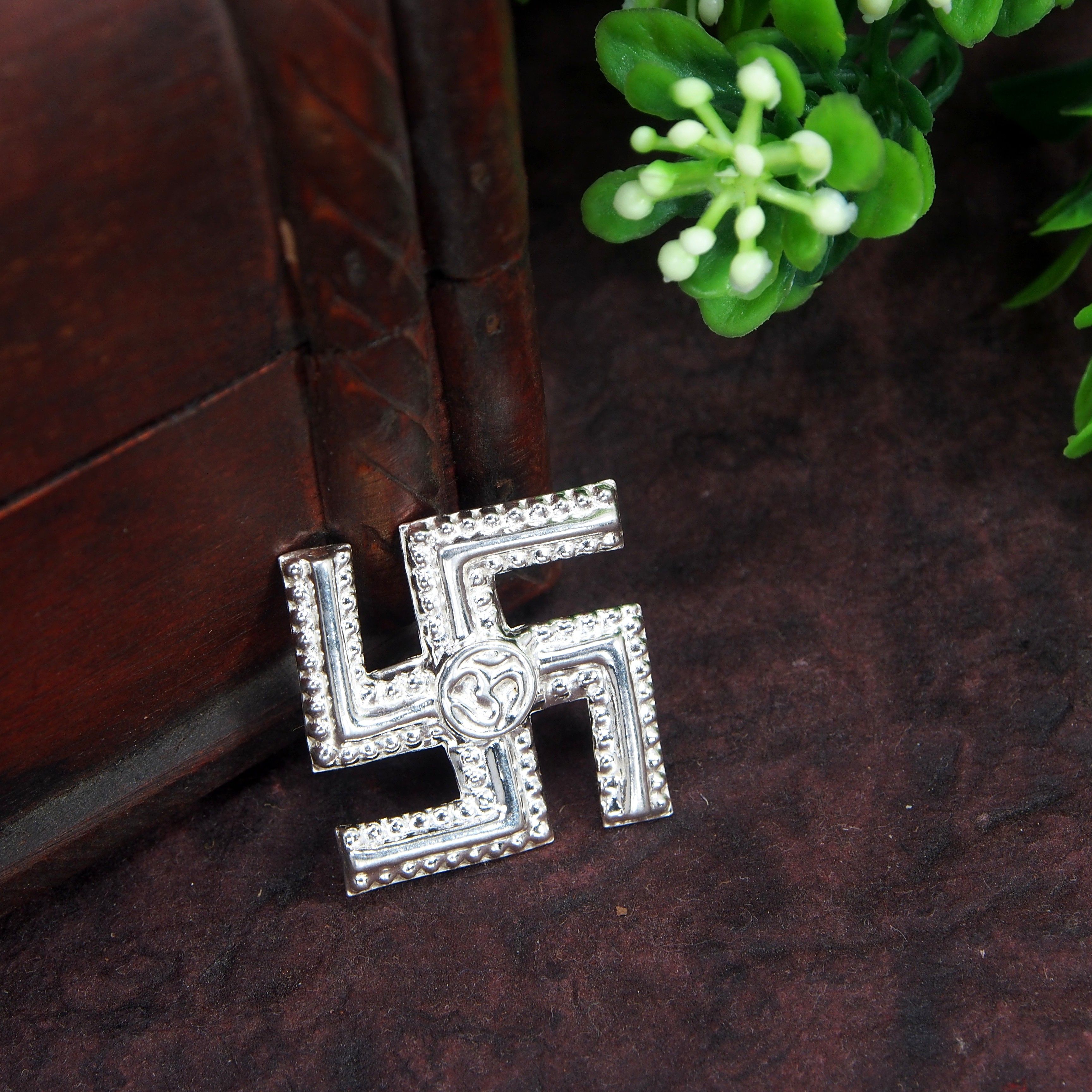 Pure Silver (Chandi) Silver Swastik for Puja Temple (2 Gm) Decorative Showpiece-3.81 cm