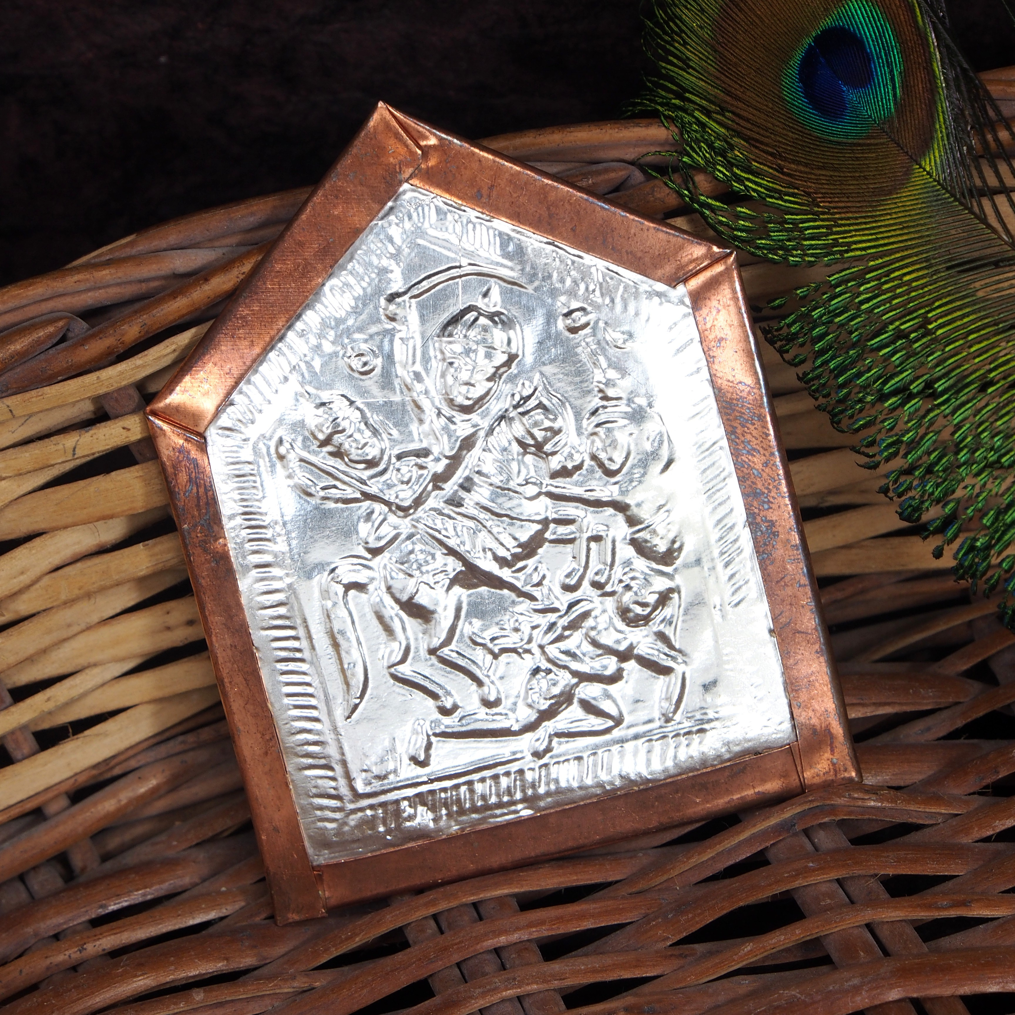 nakoda store Malhari Martand Dev (Maharashtrian Dev Tak) 3gm Pure Silver Decorative Showpiece-6.98 cm image 1