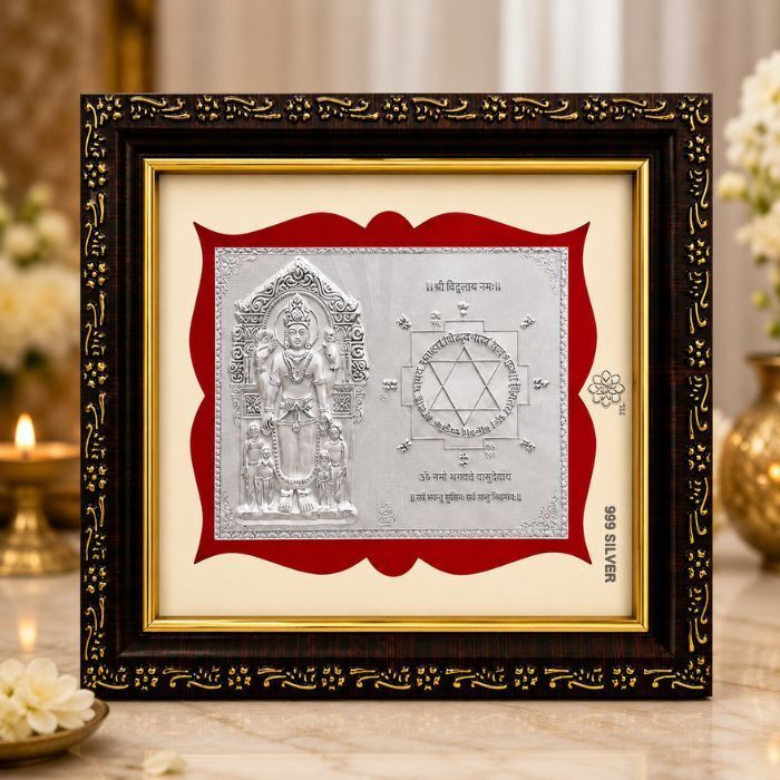 999 Silver Foil Vishnu Yantra Photo Frame Wall hanging Photo Frame Decorative Showpiece - 5 cm-image-41