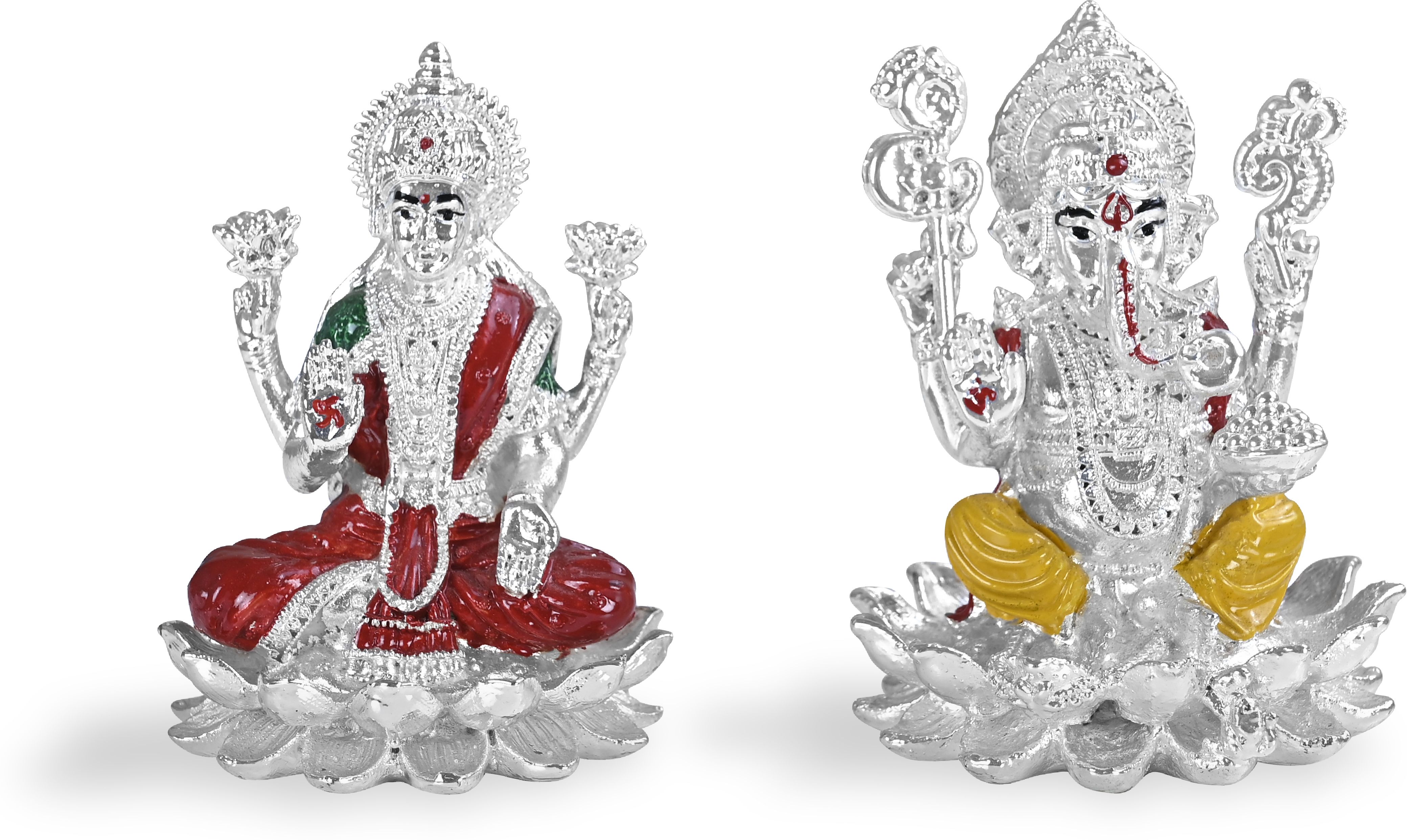 Decorative Silver Platted Lakshmi Ganesh Showpiece Ideal for Home & Office Decor Decorative Showpiece-10 cm-image-25