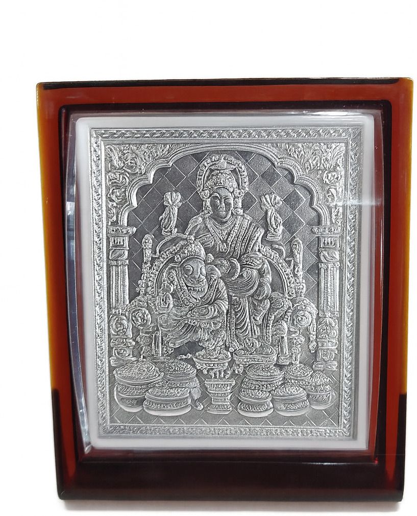 Pure Silver Lakshmi Ganesh Saraswati Frame for Pooja & Home Décor Decorative Showpiece - 12 cm-image-4