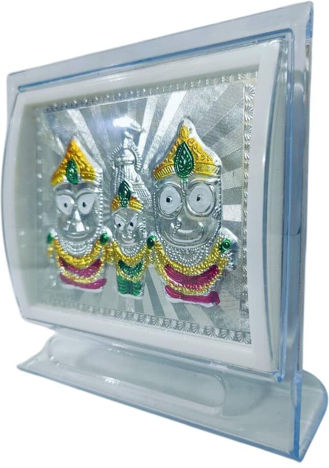 daily bhagavatam Jagannath Balabhadra Subhadra Silver Frame with Stand Decorative Showpiece - 14.5 cm-picture-41