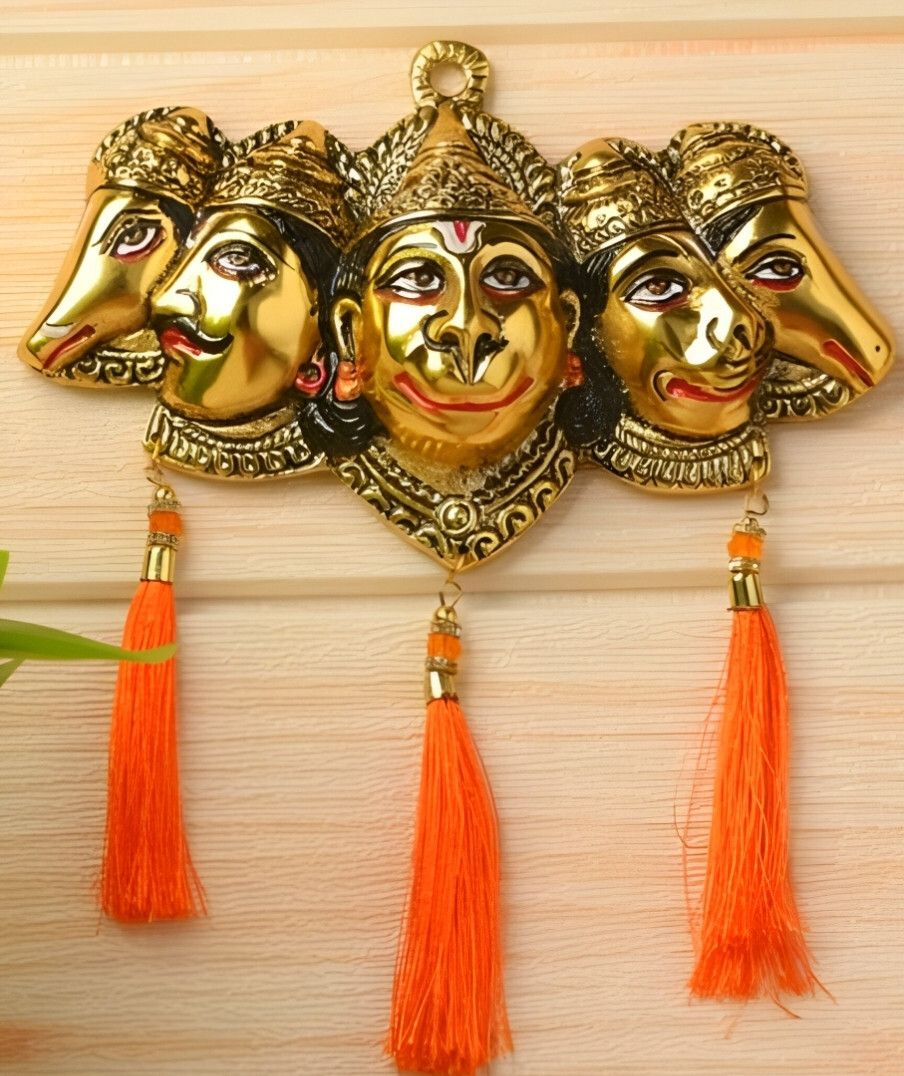 Vastu Santi Panchmukhi Hanuman Ji Idol Wall Hanging Decorative Showpiece - 19 cm-image-2