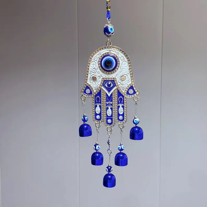 advik mart Evil Eye Hand Windchime For Home, Office And Car Dashboard Aluminium Dream Catcher-picture-31