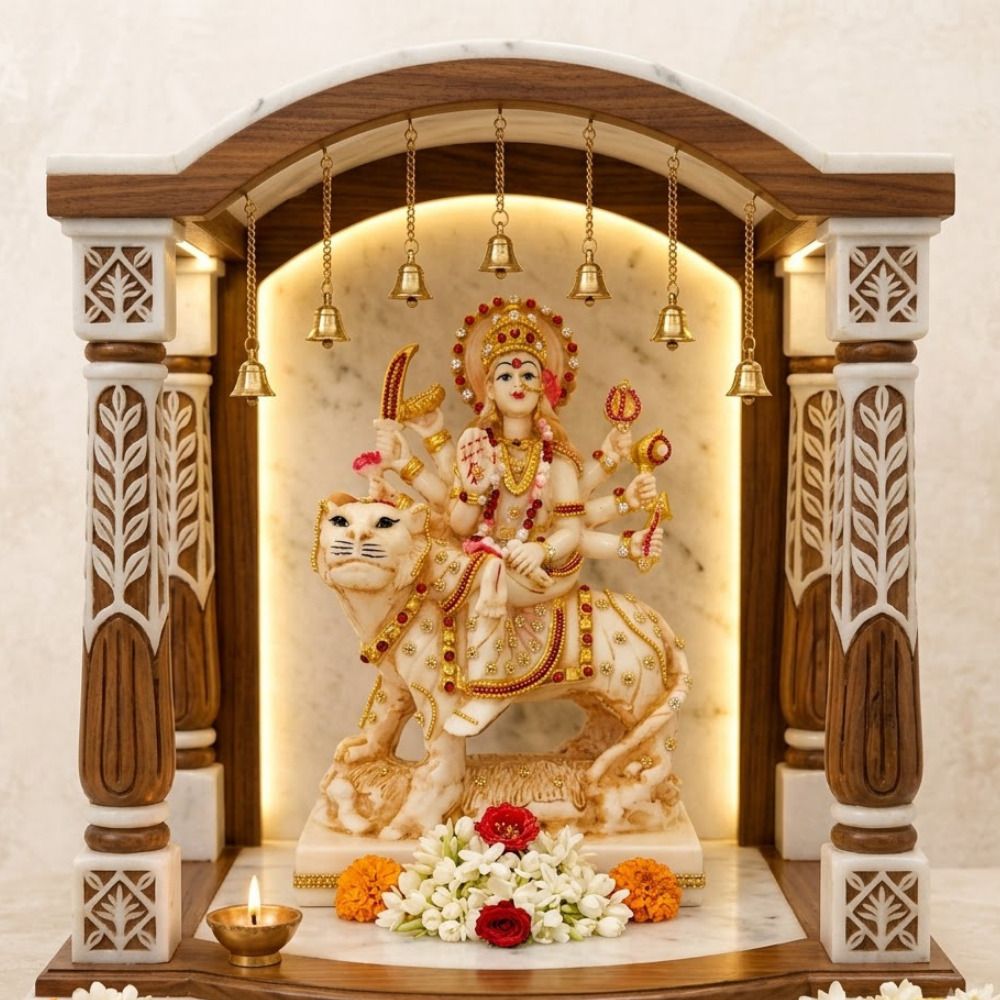 Durga Mata Religious Idol Goddess Durga Statue for Home Temple Pooja Room Decorative Showpiece - 22 cm-image-2