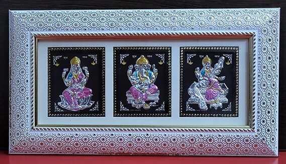 altrona Pure Silver Ganesh Laxmi Saraswati Frame for Pooja, Home & Gifting I Silver Idol Decorative Showpiece - 12 cm-picture-39