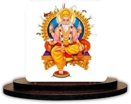 Lord Vishwakarma Car Dashboard Idol & Wooden Home, Office Desk Decorative Showpiece - 8 cm-image-14