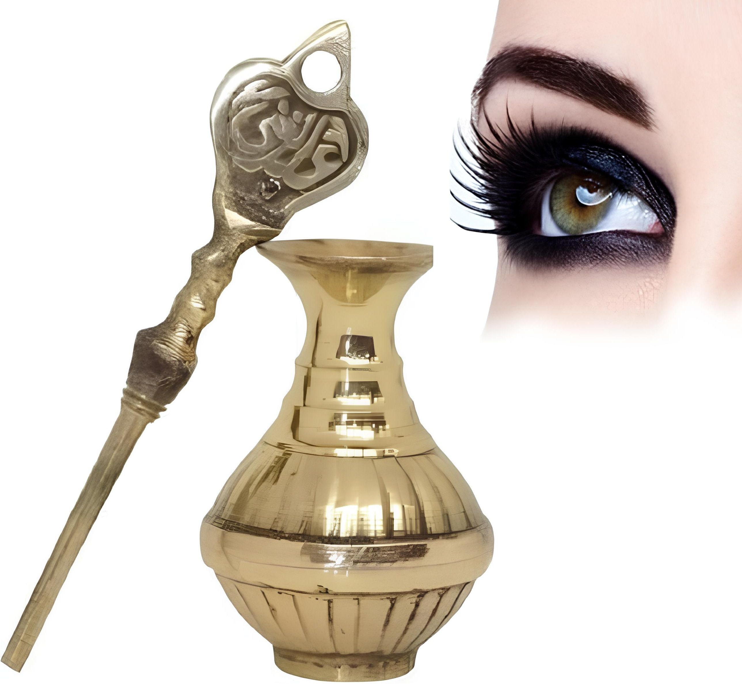 Brass Surmadani Kajal Eye Makeup Unique Gift For Eye Makeup Kajal Dani Decorative Showpiece - 8.5 cm-image-2