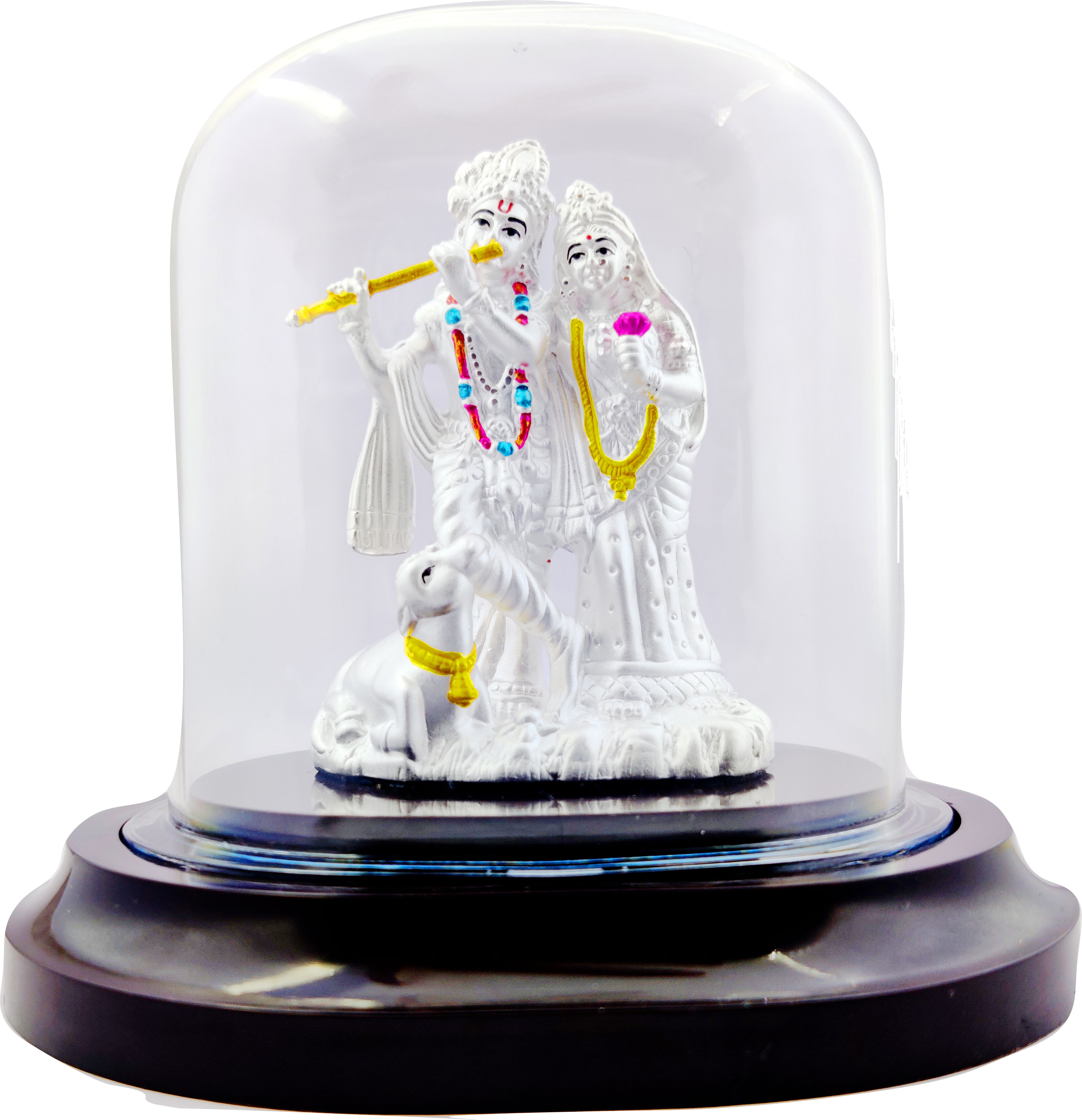 silverspot jewel 999 Pure Silver Beautiful Colorful Standing Radha Krishna with Acrylic Base Idol Decorative Showpiece-5.5 cm-picture-11