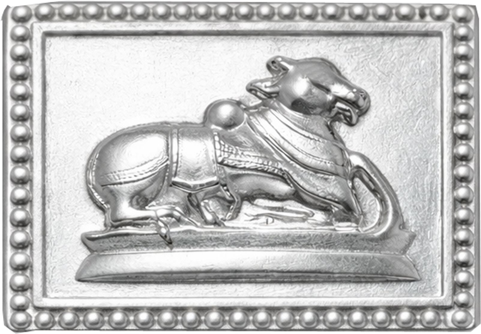 kmj Pure Silver Nandi Bull Idol Murti | Religious Shiv Nandi Statue for Pooja Decorative Showpiece - 0.5 cm-picture-19