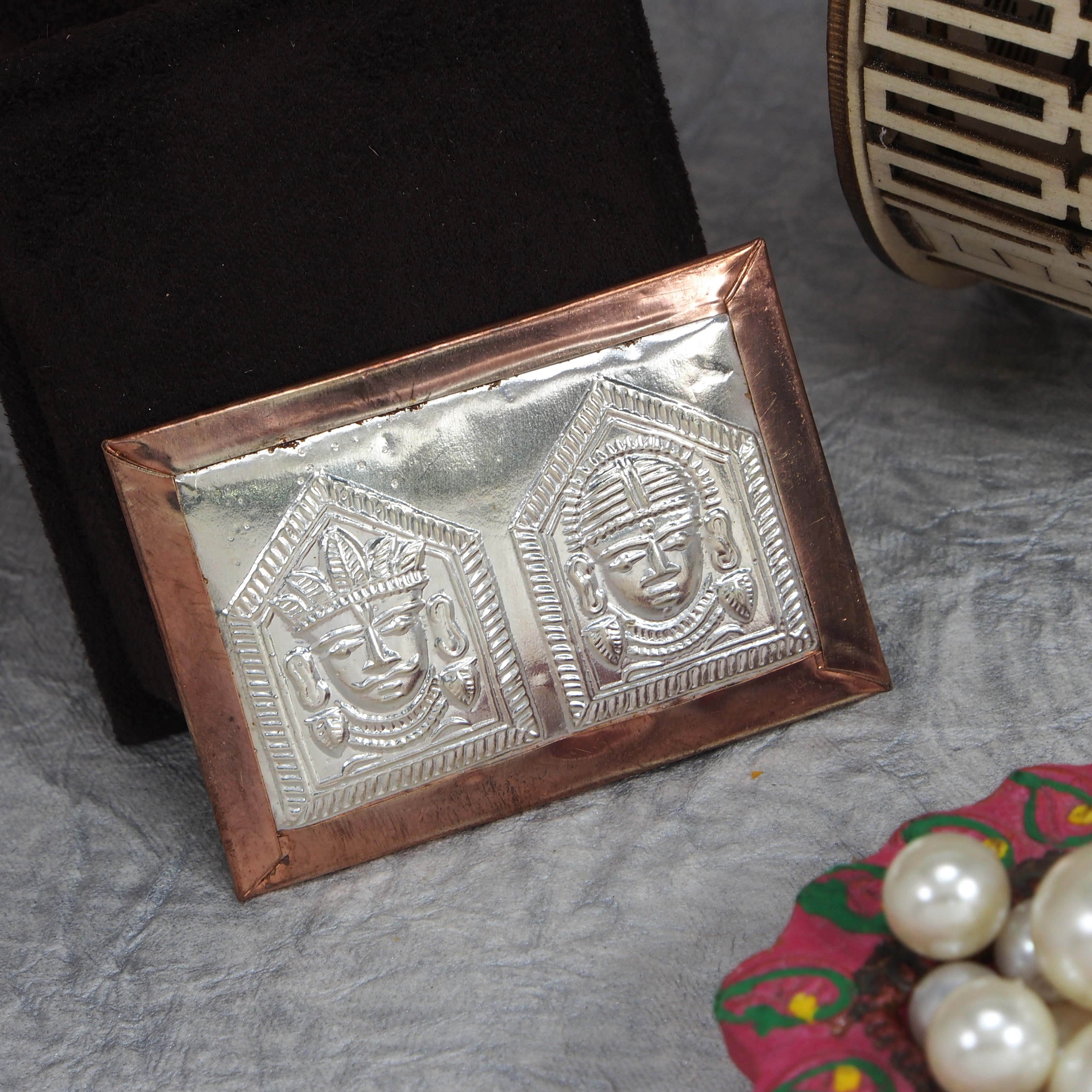 nakoda store Aai Vadil Dev (Maharashtrian Dev Tak) 3gm Pure Silver Decorative Showpiece-6.985 cm image 1
