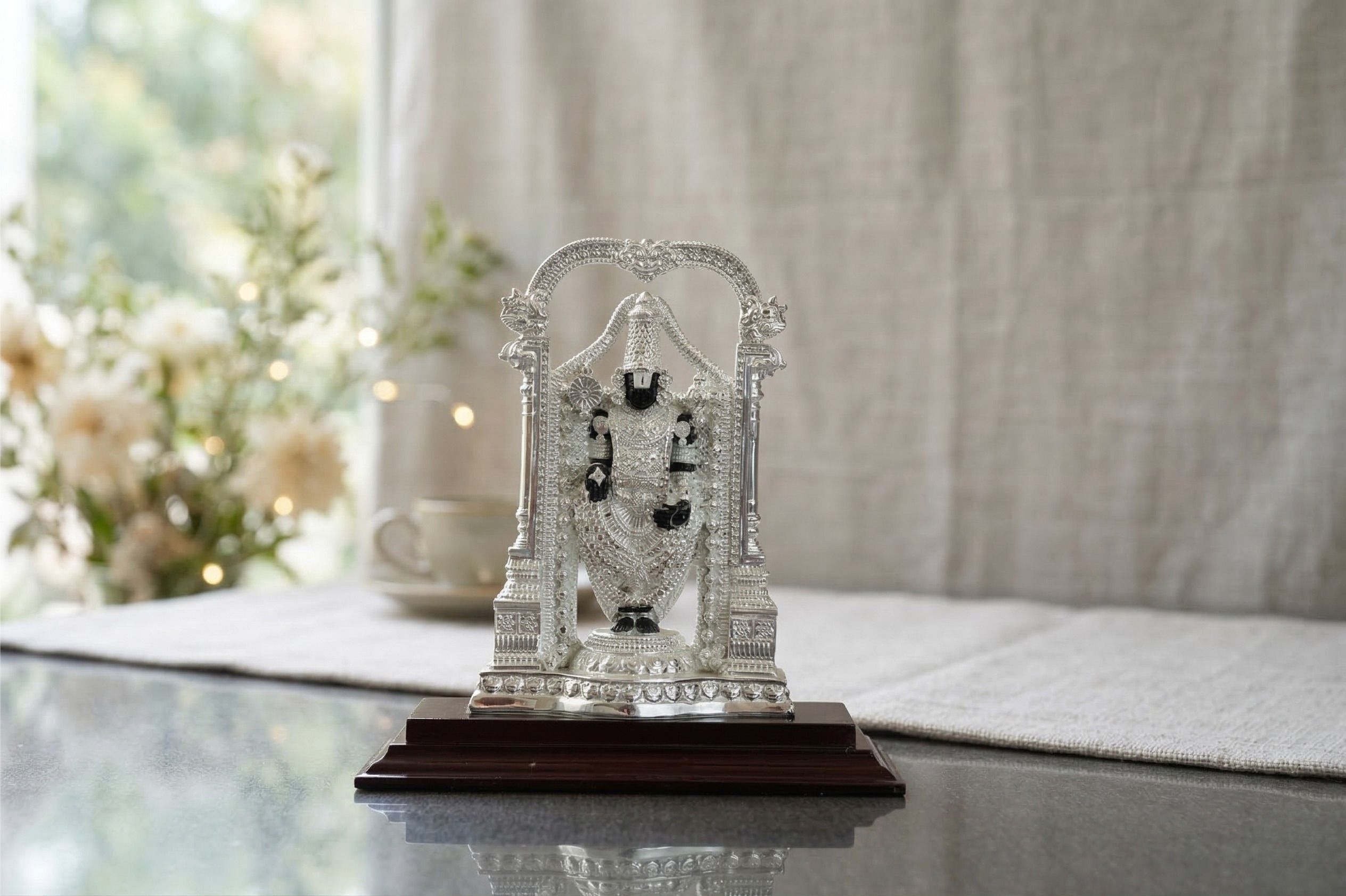 silfig Tirupati Balaji | 999 Pure Silver Coating Decorative Showpiece - 21 cm-picture-12