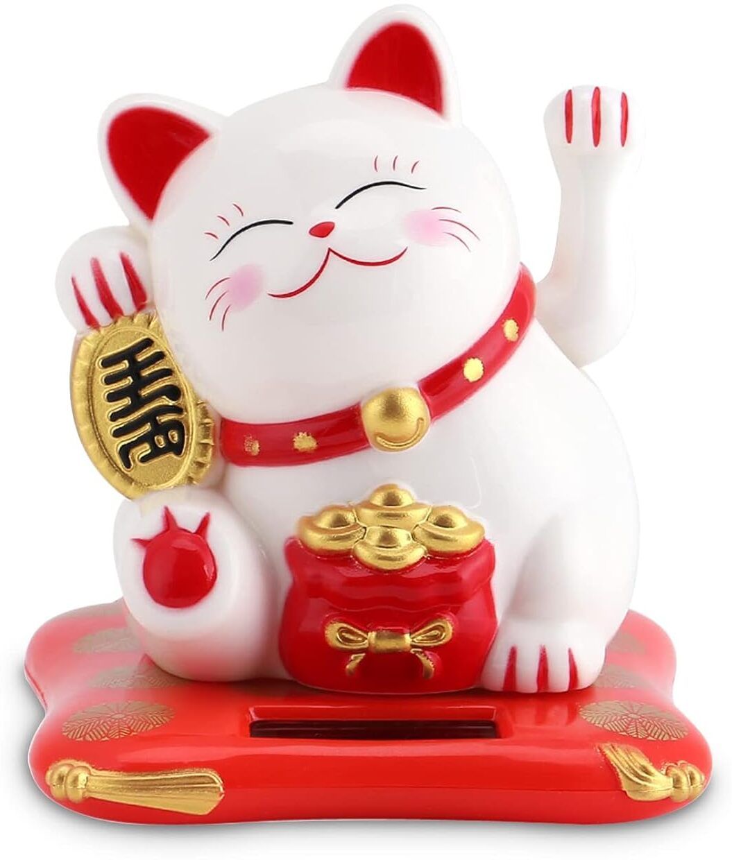 focusmart Solar Powered Lucky Cat Maneki Neko | Waving Fortune Cat for Home, Office & Car Decorative Showpiece - 7 cm-picture-3