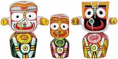 Lord Jagannath, Balaram and Subhadra Idol (4 Inches, Multicolour) Decorative Showpiece - 10 cm-image-39