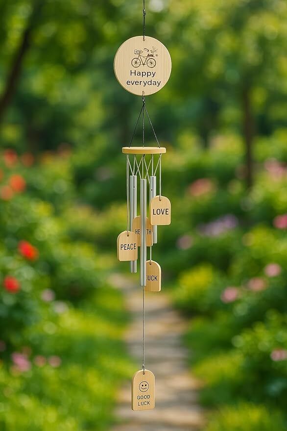 trii Wooden Windchime with Metal Tubes | Happy Everyday Hanging for Good Luck & Peace Iron Windchime-picture-12