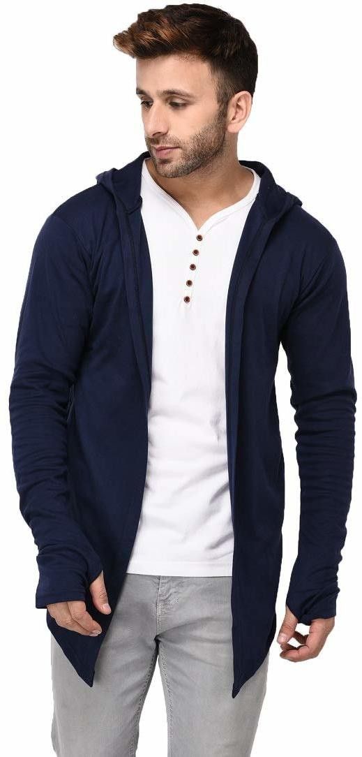 Men Kimono Style Full Sleeve Blue Shrug