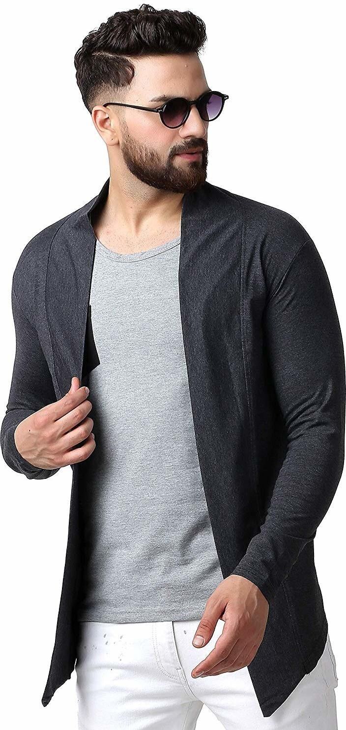 Men Jacket Style Full Sleeve Grey Shrug-image-16