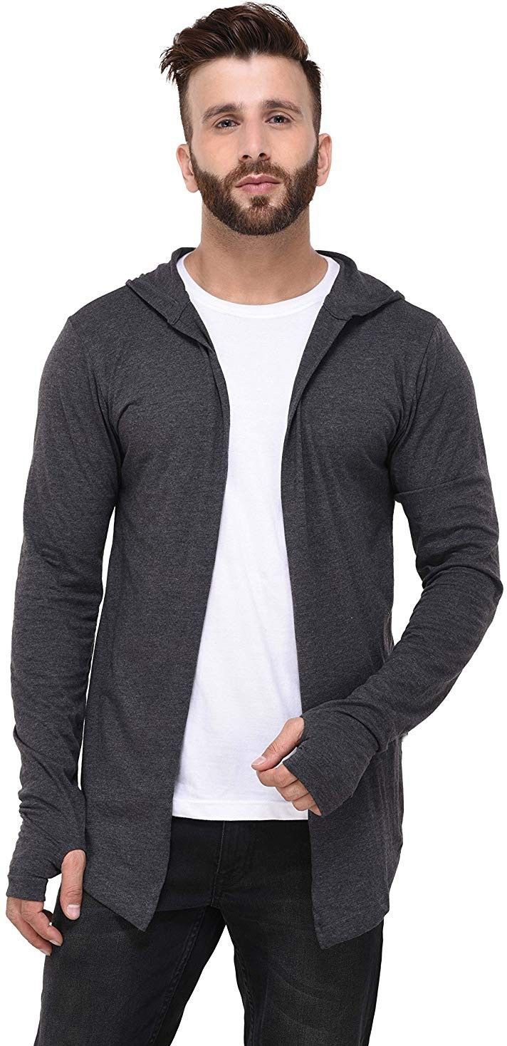 Men Kimono Style Full Sleeve Grey Shrug