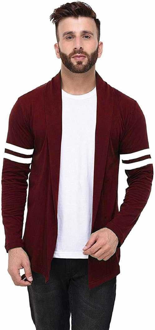 Men Jacket Style Full Sleeve Maroon Shrug-image-16
