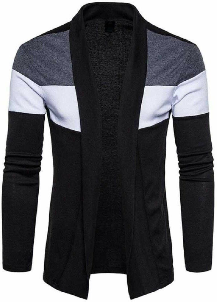 Men High-Low Full Sleeve Dark Blue Shrug
