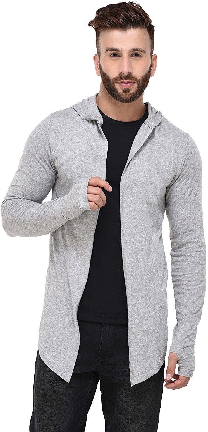 Men Kimono Style Full Sleeve Grey Shrug