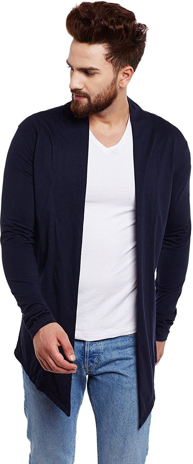 glampanda Men Kimono Style Full Sleeve Dark Blue Shrug-picture-31