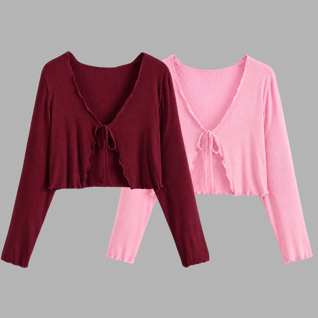 ibk collection Women Robe Style Full Sleeve Pink, Maroon Shrug-picture-19