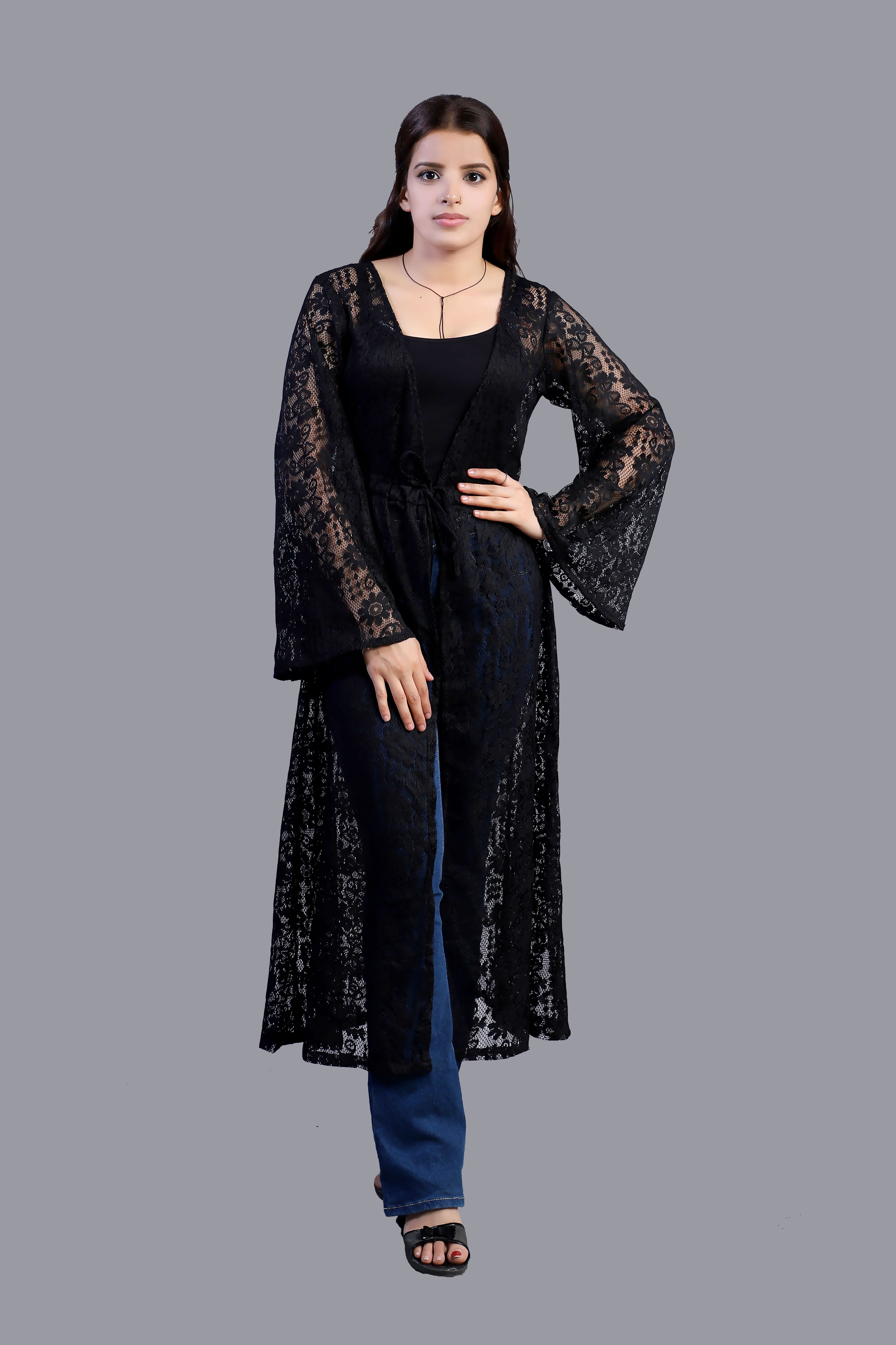 Women Full Sleeve Black Shrug-image-35
