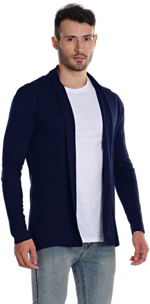 Men Jacket Style Full Sleeve Blue Shrug-image-2