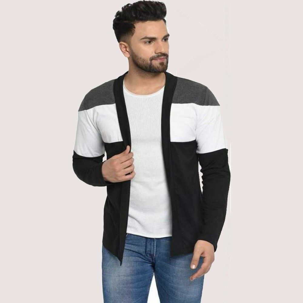 trendolo Men Kimono Style Full Sleeve Black Shrug-picture-23