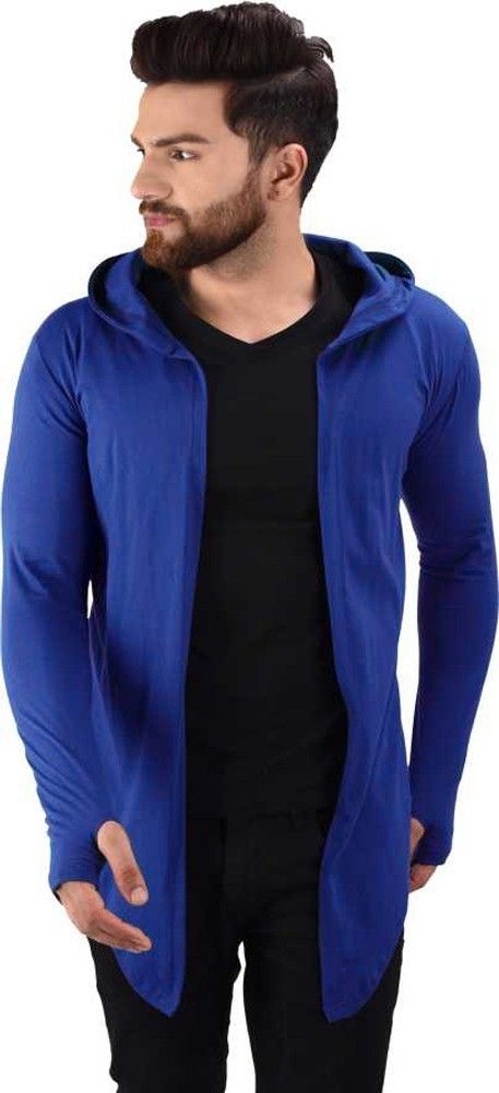 Men Straight Full Sleeve Blue Shrug