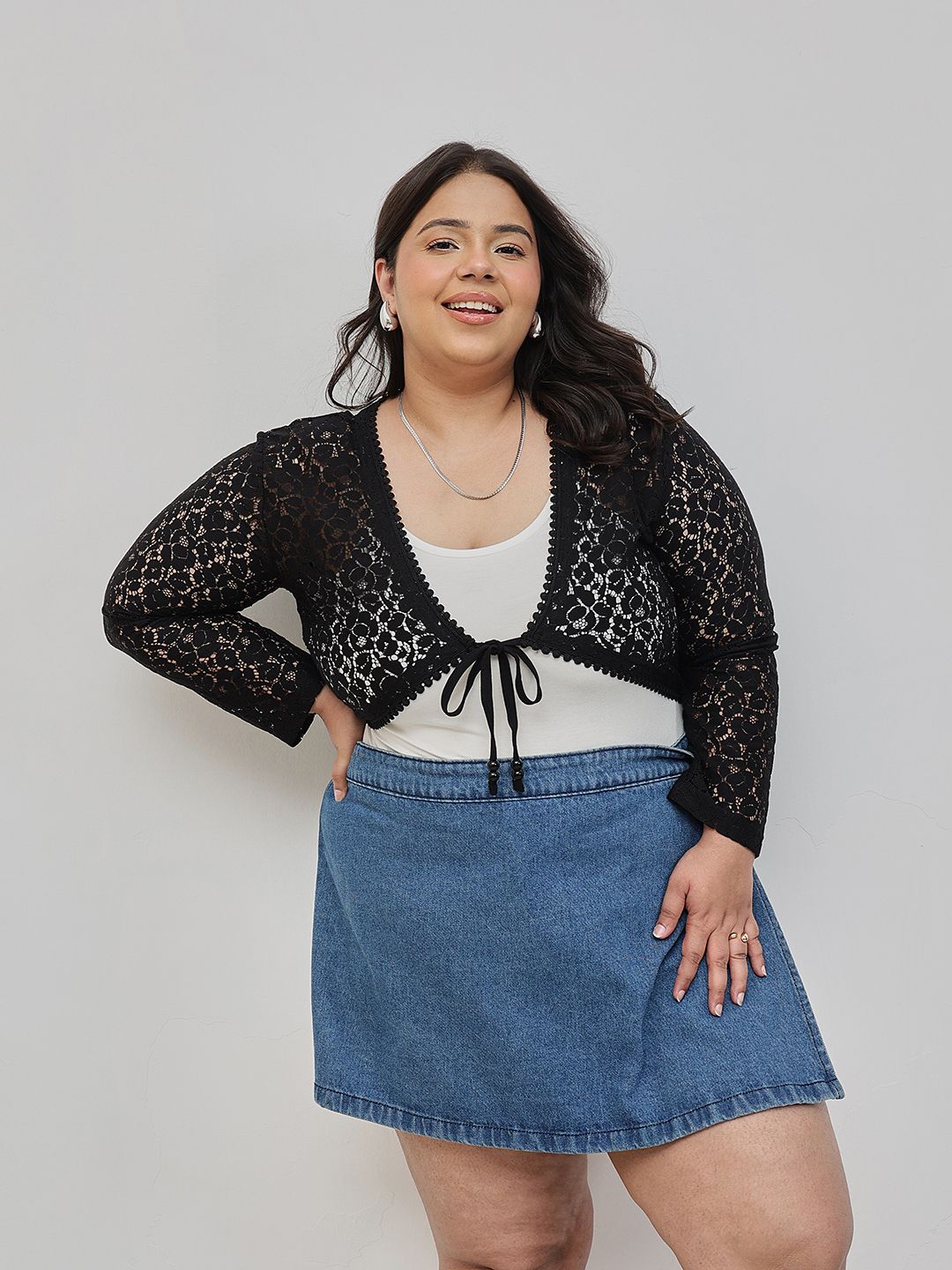 espresso Women Lace 3/4th Sleeve Black Shrug-picture-42