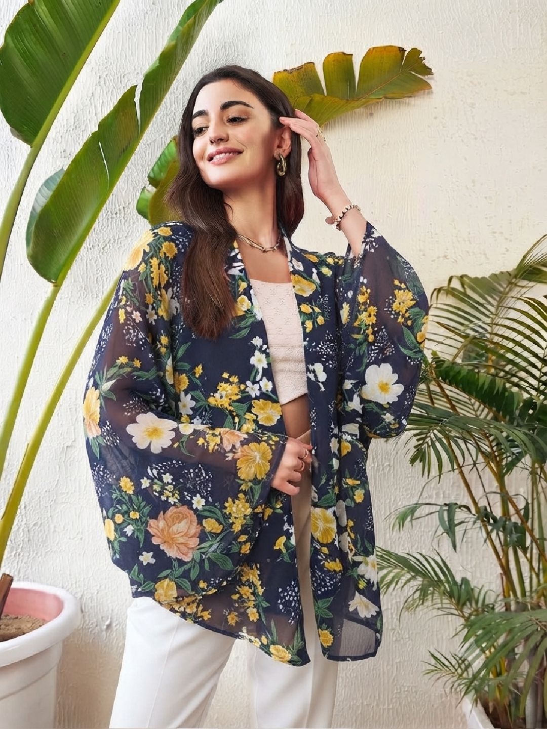 anvi be yourself Women Kimono Style Full Sleeve Blue Shrug-picture-12