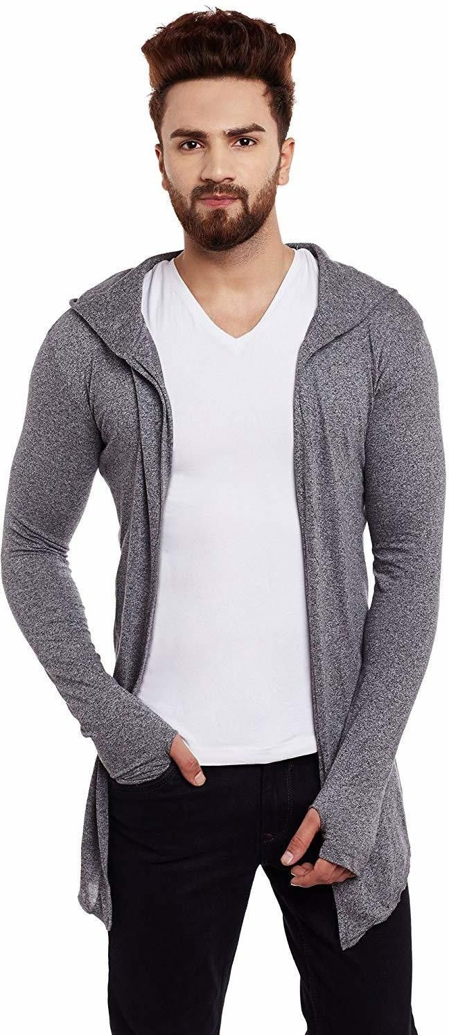 Men Straight Full Sleeve Grey Shrug