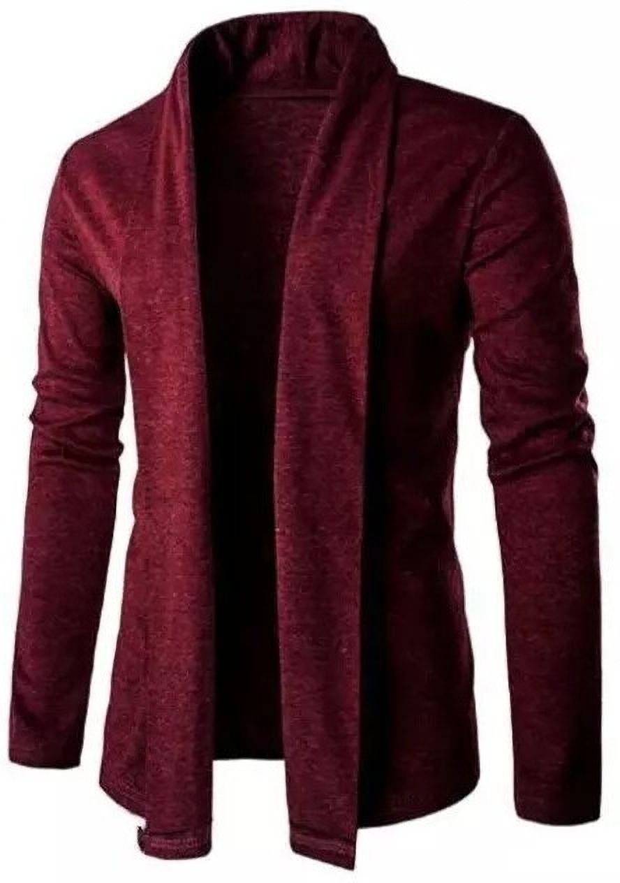 Men Straight Full Sleeve Maroon Shrug