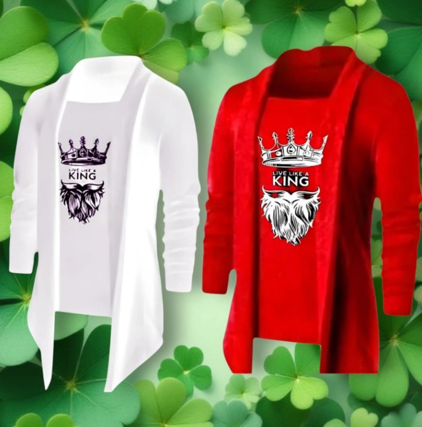 jks fashion Men Jacket Style Full Sleeve White, Red Shrug-picture-3