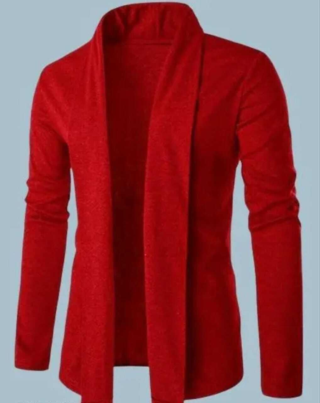 Men Asymmetric Full Sleeve Red Shrug-image-22