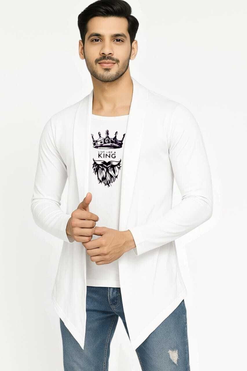 Men Asymmetric Full Sleeve Blue Shrug-image-28