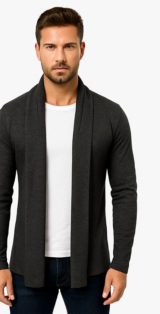 Men Straight Full Sleeve Grey Shrug