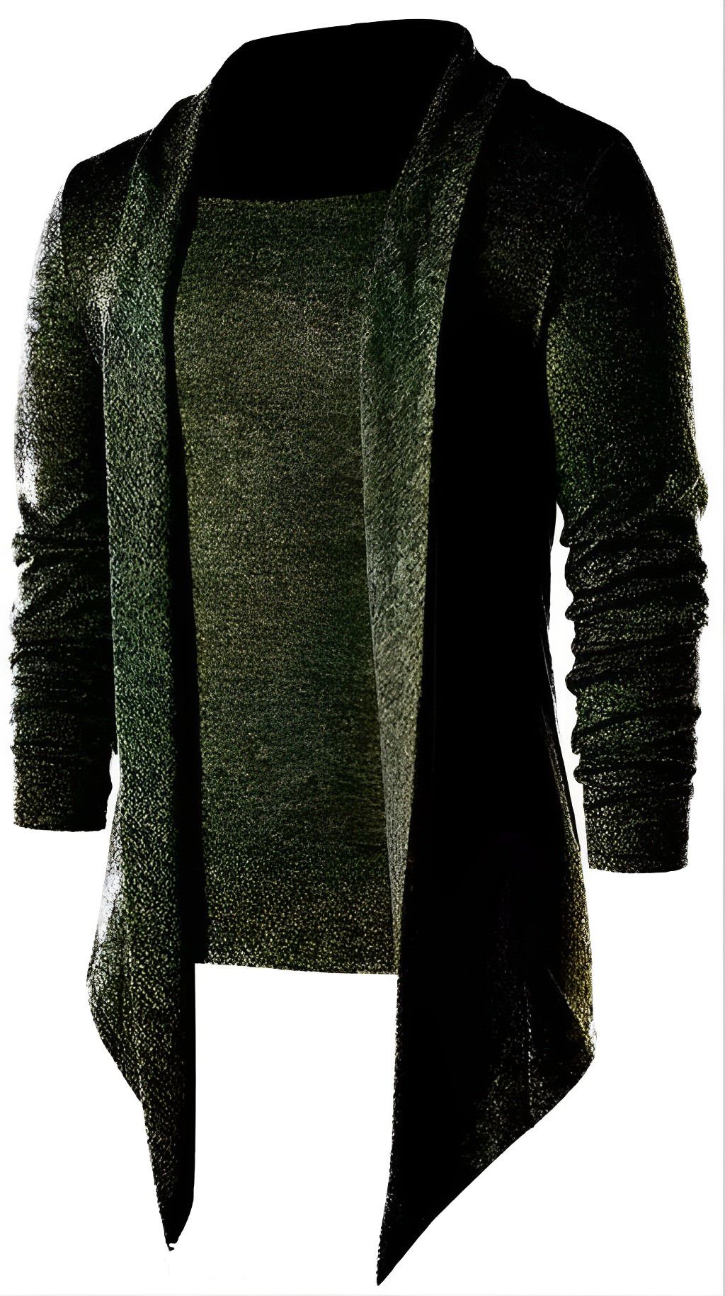 clickwell Men Asymmetric Full Sleeve Dark Green Shrug-picture-5