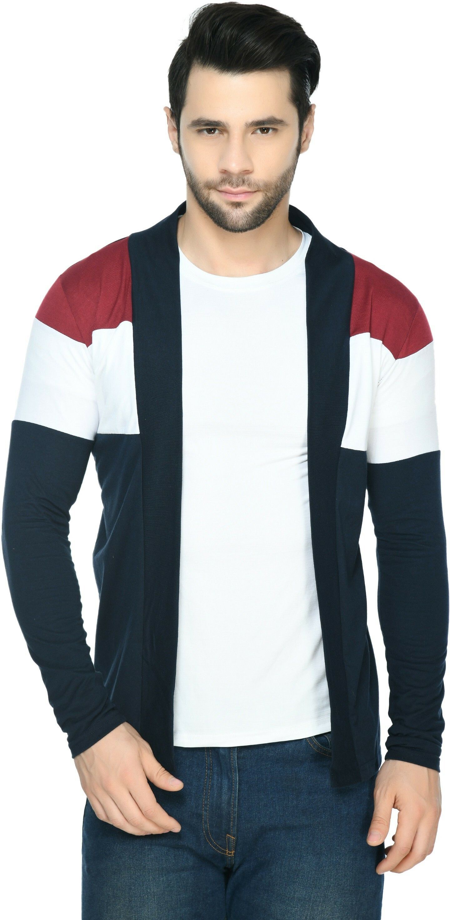 trendolo Men High-Low Full Sleeve Dark Blue Shrug-picture-26