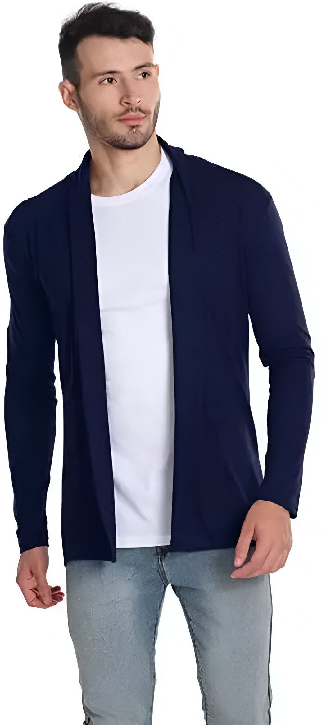 Men Full Sleeve Blue Shrug