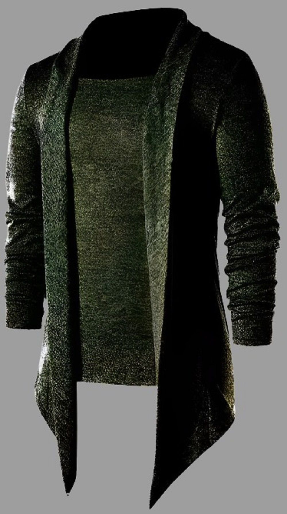 risemax Men Asymmetric Full Sleeve Dark Green Shrug-picture-16