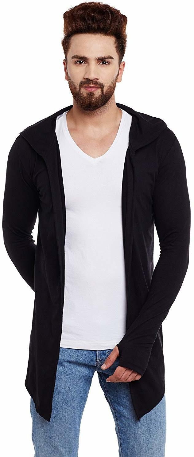 Men Kimono Style Full Sleeve Black Shrug-image-47