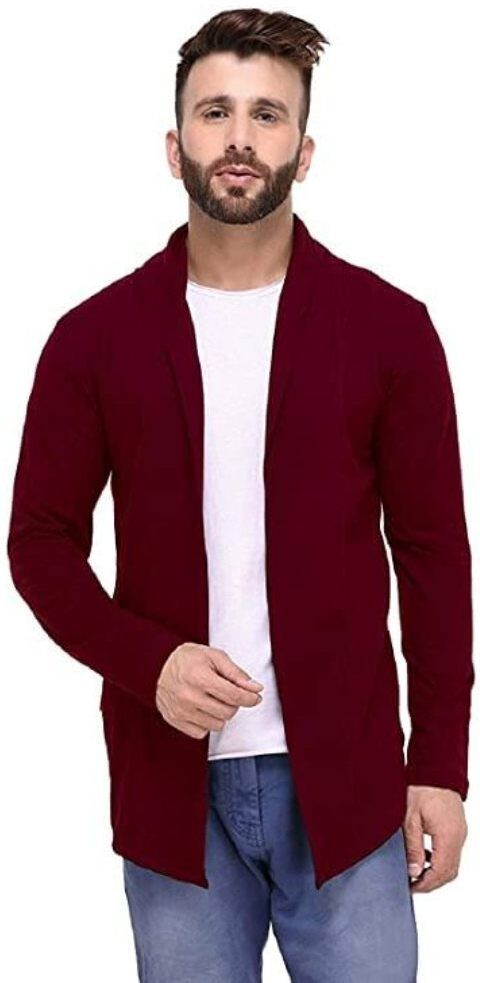 Men Jacket Style Full Sleeve Maroon Shrug-image-21