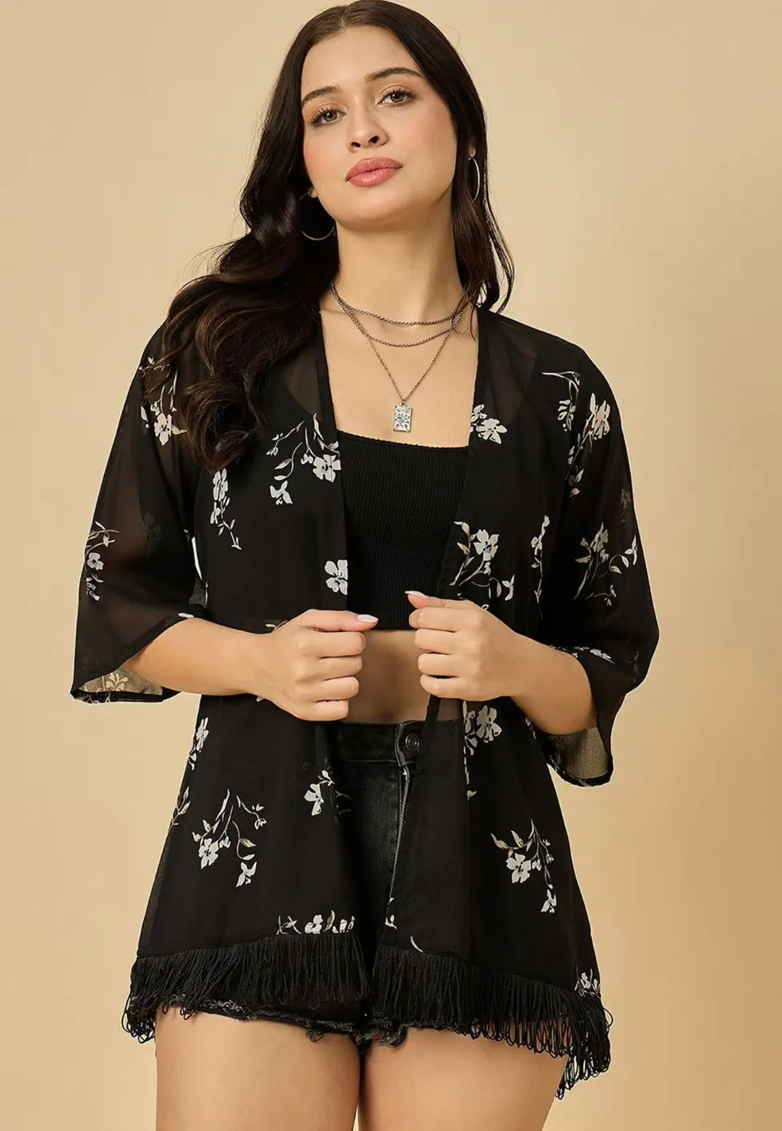 anuitraders Women Straight Half Sleeve Black Shrug-picture-14